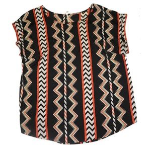 Orange and Green Aztec Print Top